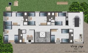 Completely floor plan for one floor of the girls dormitory